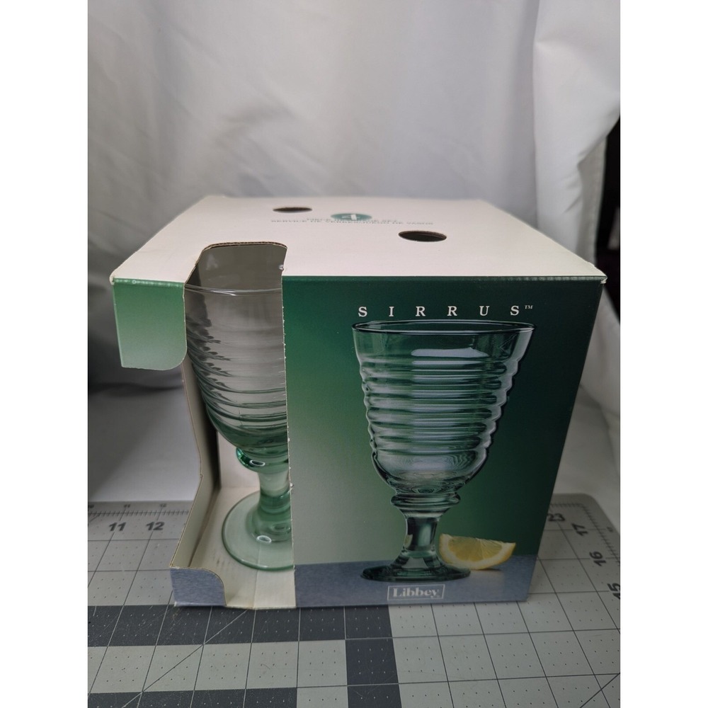Libbey Sirrus Coolers Goblets 15 Oz Spanish Green Lot of 4 Glass